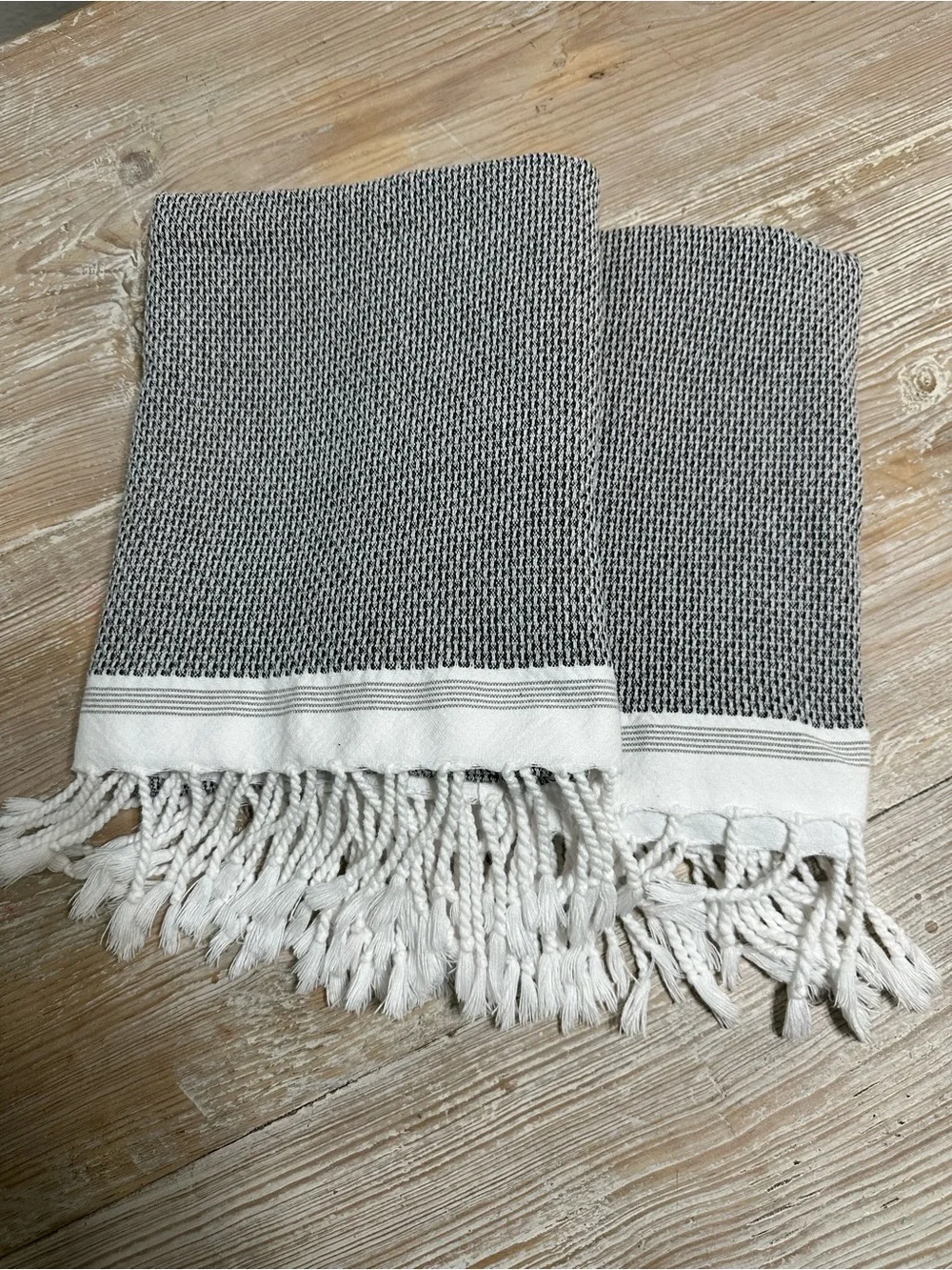 Coyuchi Organic Cotton Mediterranean Towels 4 Pieces Gray-Shadow w/ Deep Pewter